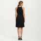 Sleeveless Halter Midi Dress with Pleated Skirt and Waist Tie