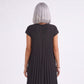 Crew Neck Short Sleeve Accordion Pleated Midi Dress