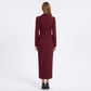 Long Sleeve Blazer Maxi Dress with Notched Lapels and Front Slit