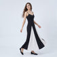 Spaghetti Strap Colorblock Fit and Flare Midi Dress