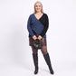 Plus Size Faux Pearl Colorblock Wrap Front Sweater