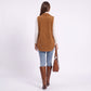 Button Front Corduroy Vest with Flap Pockets
