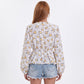Floral Print Peplum Blouse V Neck Long Sleeve Casual Top