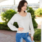 Textured Knit Sweater with Pom Pom Detailing Balloon Sleeves