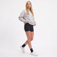 Plaid Sleeve Crew Neck Long Sleeve Pullover Sweatshirt