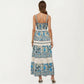 Sleeveless Maxi Dress with Adjustable Straps Tiered Skirt Printed Design Flowy Fit