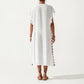 Embroidered Open Front Swim Cover Up Kimono Midi Beach Cardigan with Tassel Tie Detail