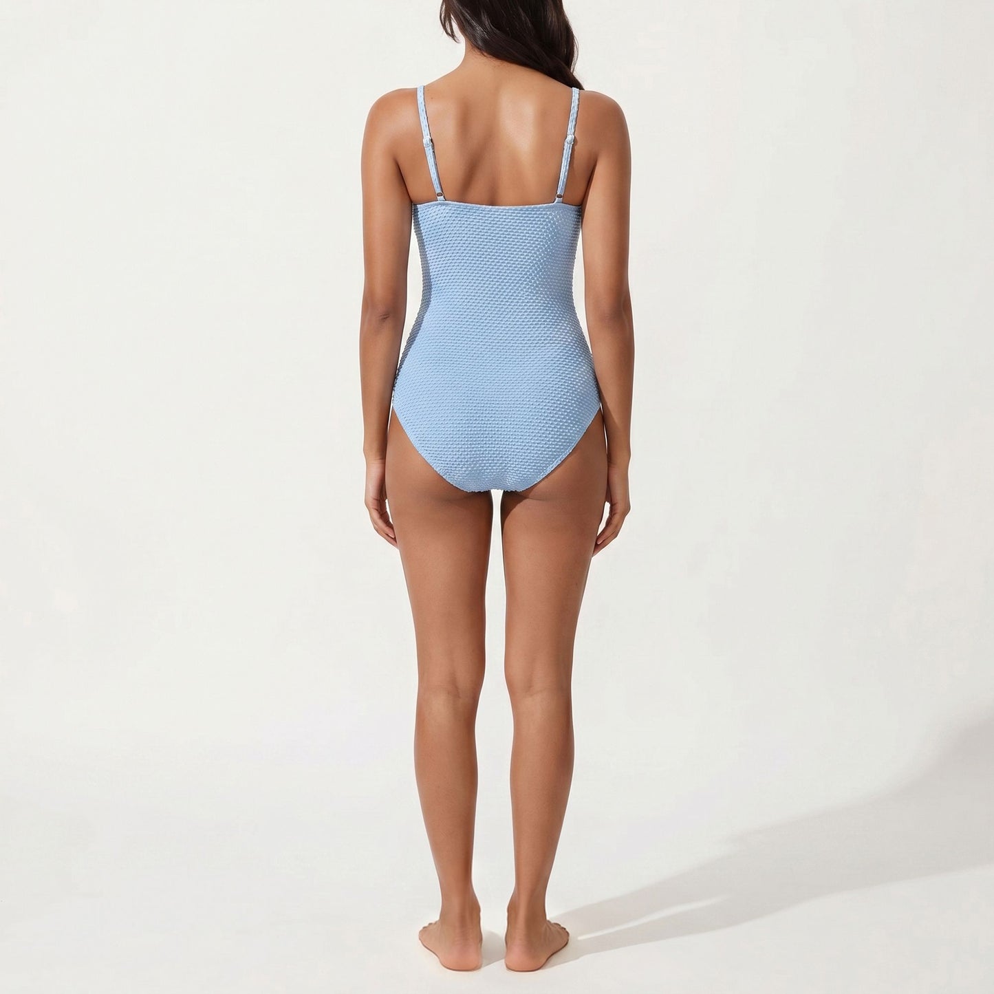 Maternity Ribbed One-Piece Swimsuit with Adjustable Straps and Front Ruched Detailing