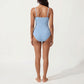 Maternity Ribbed One-Piece Swimsuit with Adjustable Straps and Front Ruched Detailing