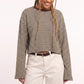 Striped Textured Knit Drop Shoulder Cropped Sweater