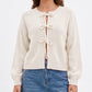 Tie Front Knit Cardigan Sweater with Long Sleeves