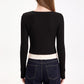 Layered Collar Ribbed Button-Front Cardigan Sweater