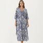 Paisley Print Maxi Dress with V-Neckline Short Sleeves and Relaxed Flowing Silhouette