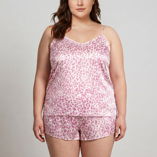 Leopard Print Camisole and Shorts Pajama Set, Soft and Comfortable Sleepwear for Relaxation