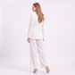 Long Sleeve Blazer and Pants Two Piece Set with Draped Scarf Detail