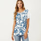 Short Sleeve Top with Leopard Print Mesh Sleeves Round Neck Relaxed Fit Casual Shirt