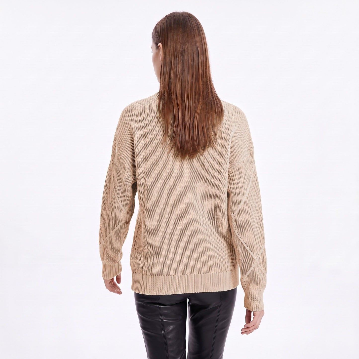 Geometric Textured Crewneck Pullover Sweater