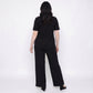 Plus Size 2-Piece Short Sleeve Button Front Pajama Top and Wide Leg Pants Sleepwear Lounge Set