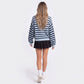 Striped Crewneck Drop-Shoulder Knit Sweater