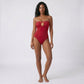 2-Piece Strapless One Piece Swimsuit with Sheer Wrap Skirt