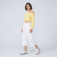 High-Waisted Cropped Wide-Leg Denim Trousers