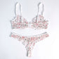 Polka Dot Sheer Mesh Underwire Bra and Panty Two Piece Lingerie Set