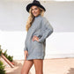 Long Sleeve Knit Sweater Dress with Ribbed Hem and Cuffs