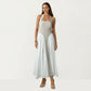 Color Block Halter Neck Smocked Back Maxi Dress