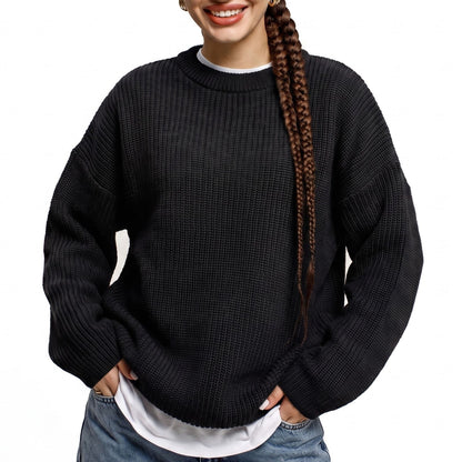 Oversized Chunky Knit Crewneck Pullover Sweater