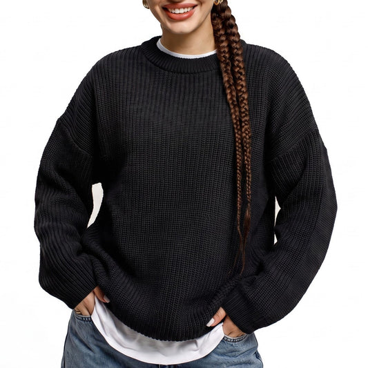 Oversized Chunky Knit Crewneck Pullover Sweater