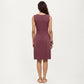Sleeveless V Neck Midi Dress with Front Twist Detail and Flowy A Line Silhouette