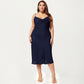 Plus Size Satin Slip Nightgown with Adjustable Spaghetti Straps Midi Length Relaxed Fit Sleepwear Dress