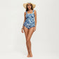 Floral Print Maternity Tankini Set with Adjustable Side Ties and Ruched Design