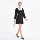 Polka Dot Mini Dress Contrast Collar Button Front Long Sleeve Fit and Flare