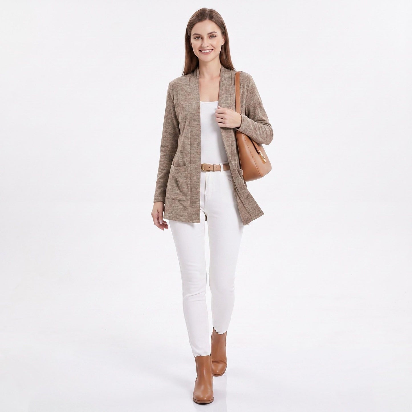 Open Front Cardigan with Front Pockets