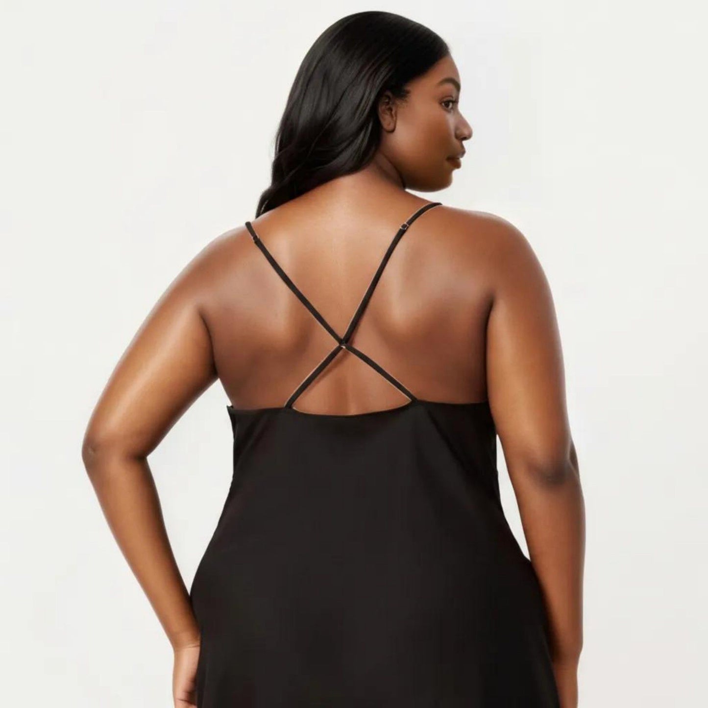 Plus Size Lace Trim Slip Nightgown Adjustable Spaghetti Straps Soft Flowy Sleep Dress Short Chemise