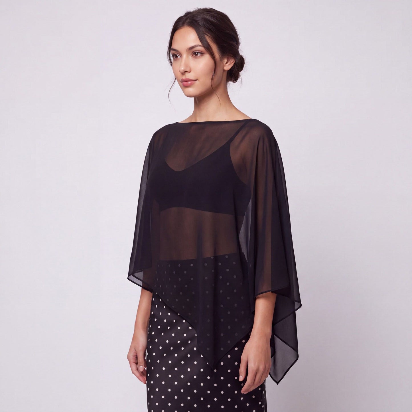 One-Shoulder Sheer Overlay Crop Top