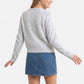 Fuzzy Knit Heart Button Crewneck Cardigan Sweater