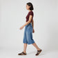 High-Waisted Cropped Wide-Leg Denim Trousers
