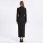 Long Sleeve Blazer Maxi Dress with Notched Lapels and Front Slit