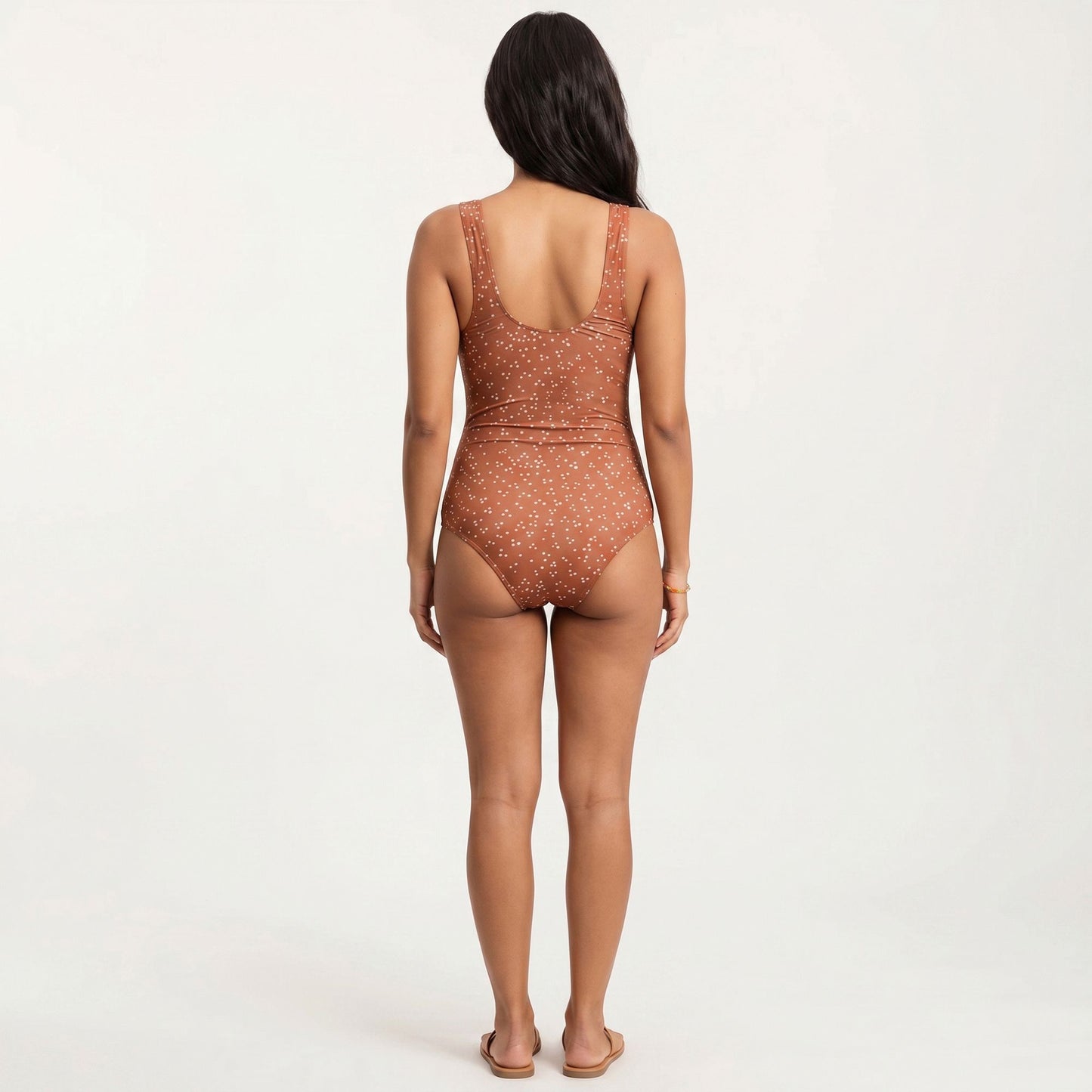 Polka Dot Print Cutout Maternity Swimsuit with Knot Front Detail