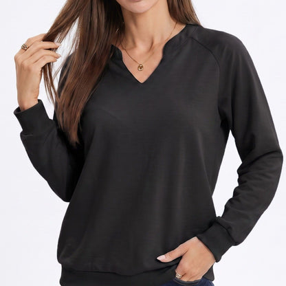 Long Sleeve V-Neck Sweatshirt with Raglan Sleeves