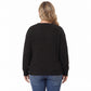 Plus Size Contrast Collar V-Neck Ribbed Sweater