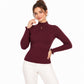 Mock Neck Ribbed Knit Long Sleeve Slim Fit Pullover Sweater