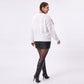 Plus Size Floral Applique Textured Crewneck Sweater