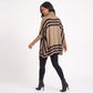 Striped Turtleneck Poncho Sweater with Pockets