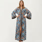 Floral Paisley Maxi Dress with Long Sleeves Adjustable Waist Tie and Flowing Relaxed Fit