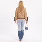 Pointelle Knit Bow Sleeve Crew Neck Long Sleeve Sweater
