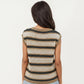 Sleeveless Striped Knit Top with Shoulder Button Detail and Relaxed Fit