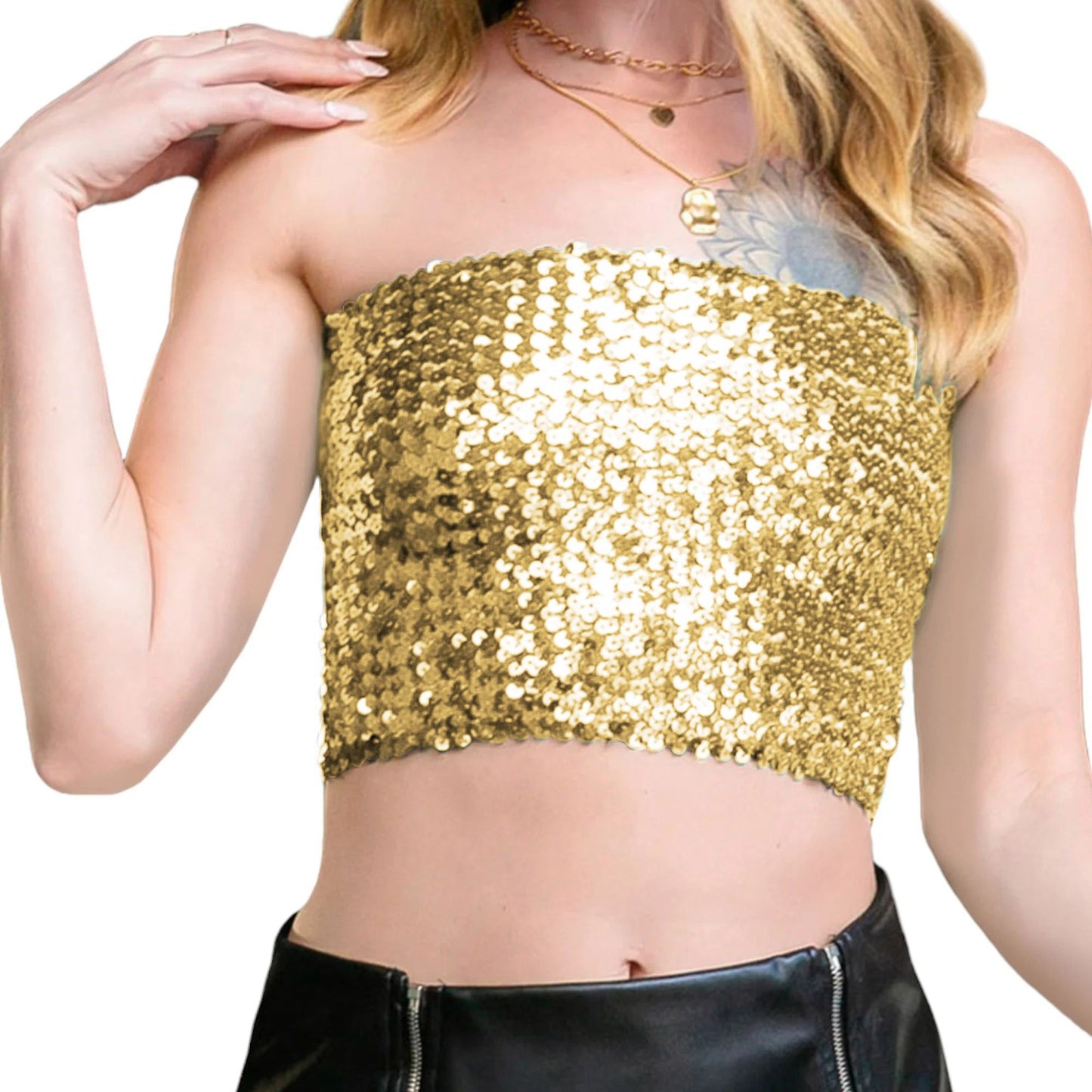 Strapless Glitter Sequin Sparkle Bandeau